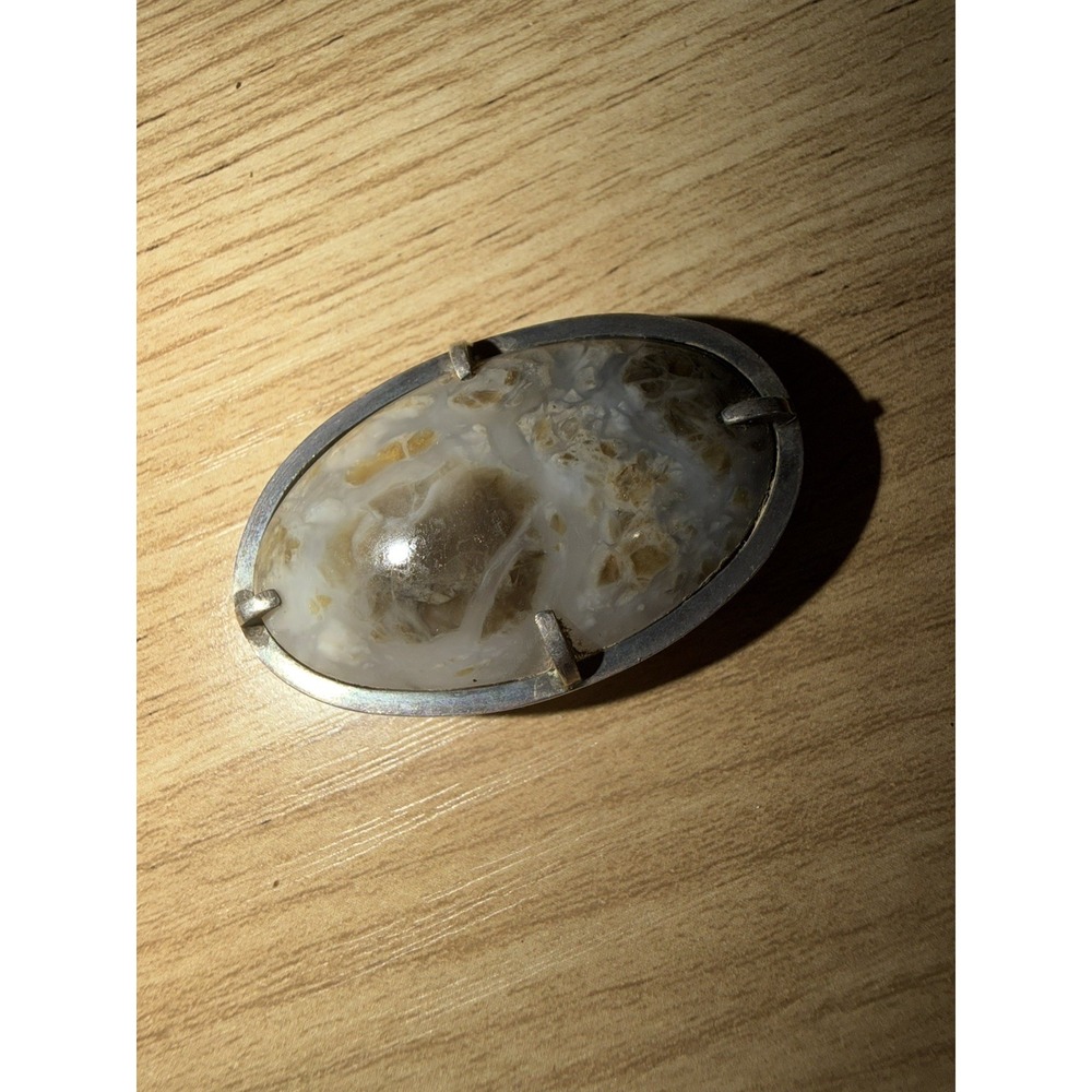 Vintage Sterling Silver Wrapped & Agate Stone